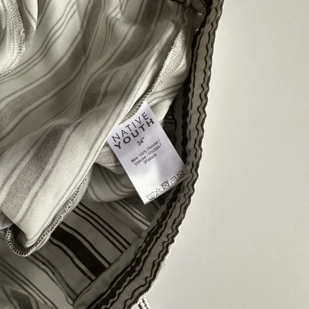 NATIVE YOUTH Olive Green/ Cream Farrell Striped Shorts - Picture 7 of 7